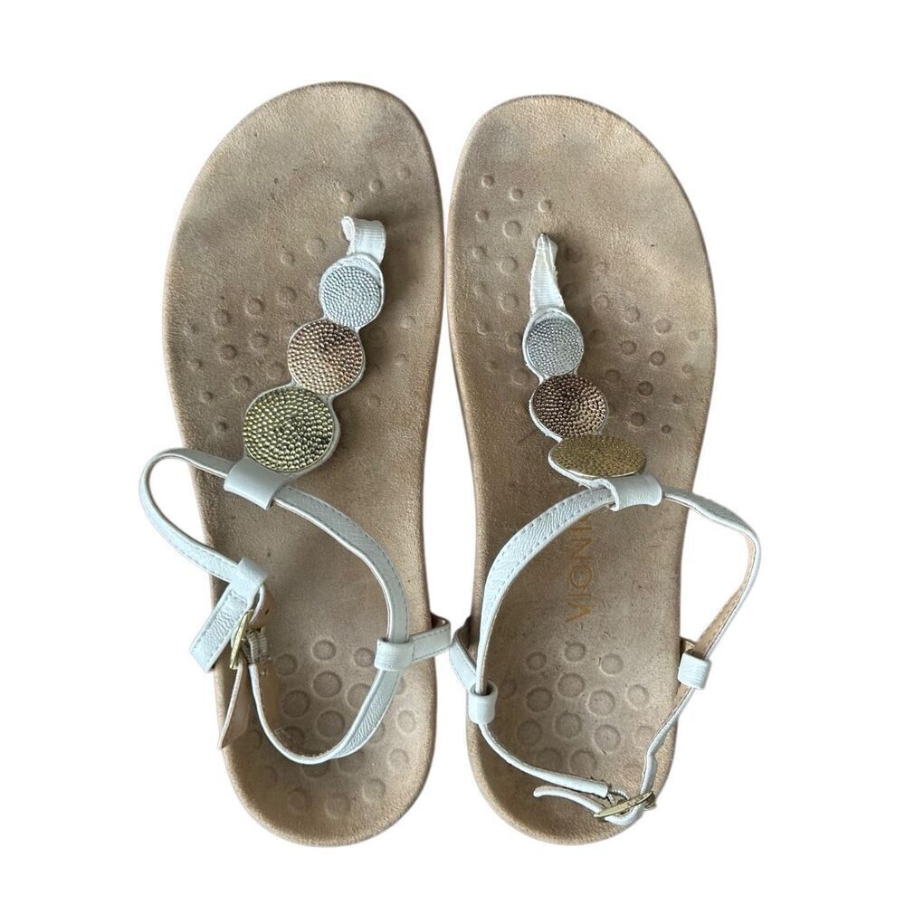 VIONIC Lizbeth T-Strap White Sandals Size 9